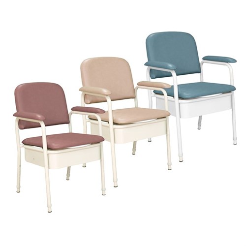 K Care Deluxe Bedside Commode Grey Frame, Slate Upholstery GMobility