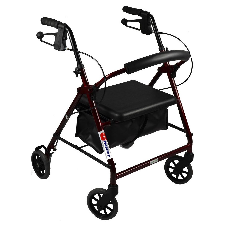 Peak Care Ellipse Petite Low Frame Rollator 6" Castors, Ruby GMobility